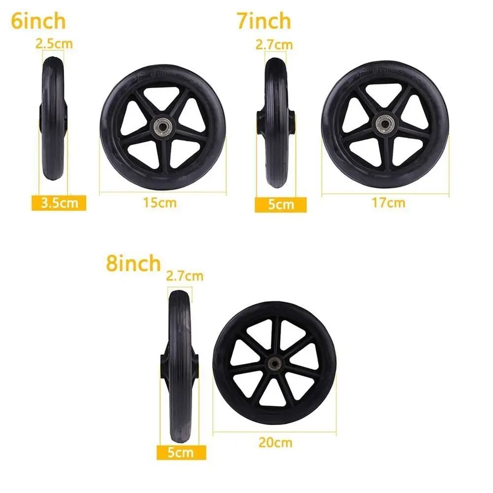 Heavy Duty Wheelchair Front Caster Wheel Solid Tire Replacement 6 7 8 Inch