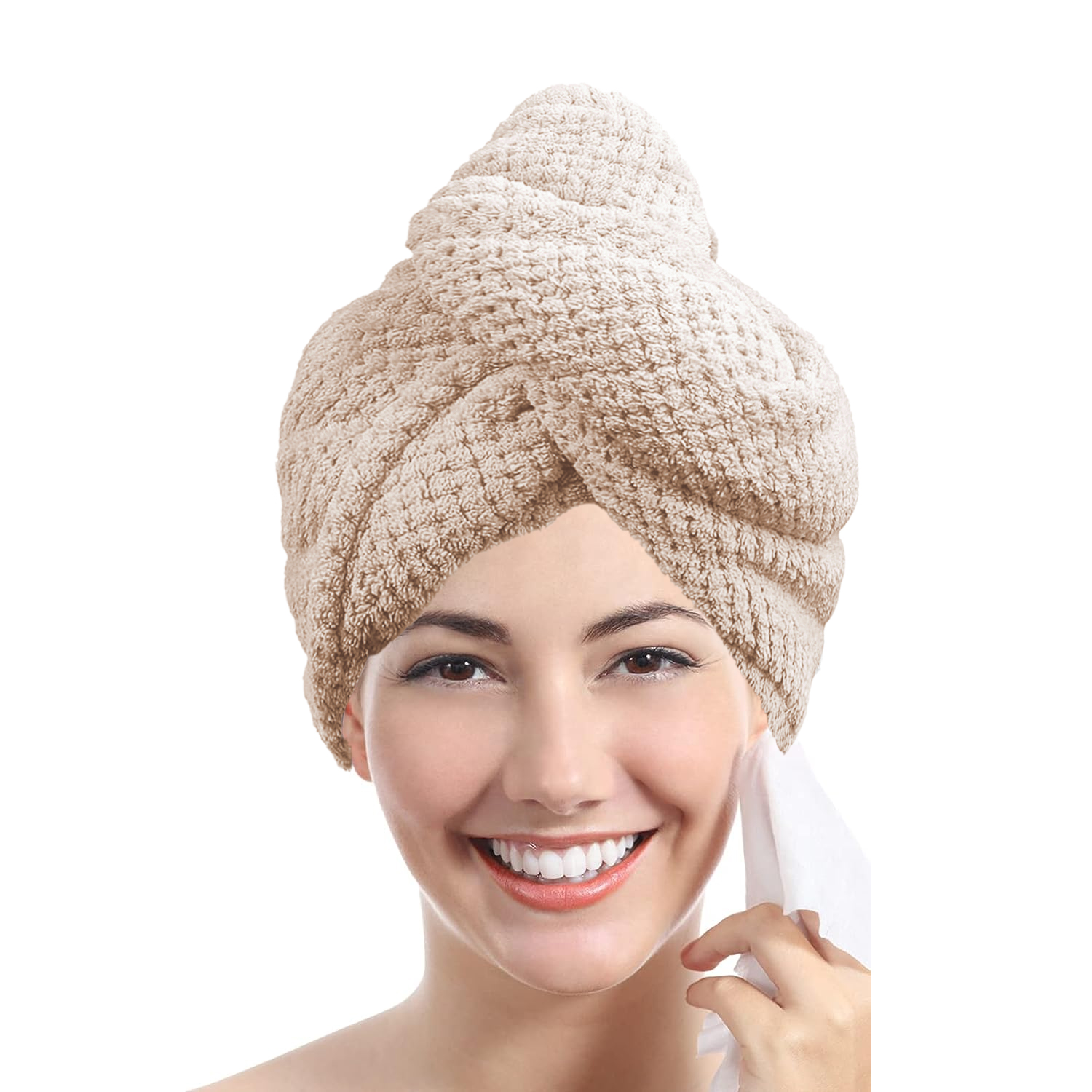 Quick Dry Hair Towel Wrap with Button Soft Microfiber Hair Turban Towel