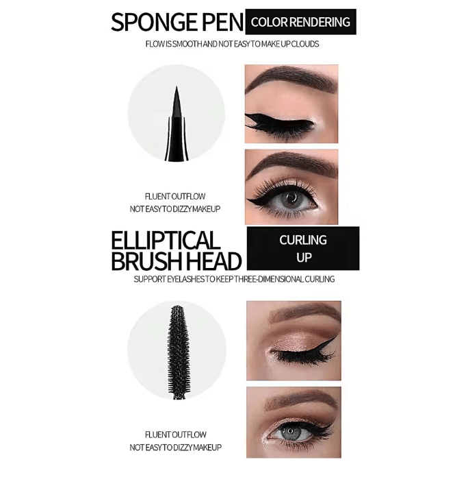 Waterproof Eye Makeup Set Eyeliner Mascara and Eyebrow Pencil