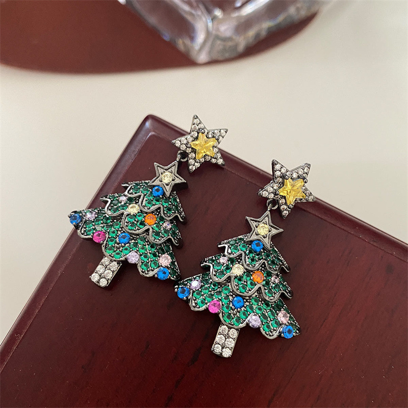 Creative Personalized Girl Gifts, Christmas Tree Star Pendant Earrings Women, Christmas Series Simple Advanced Rotating