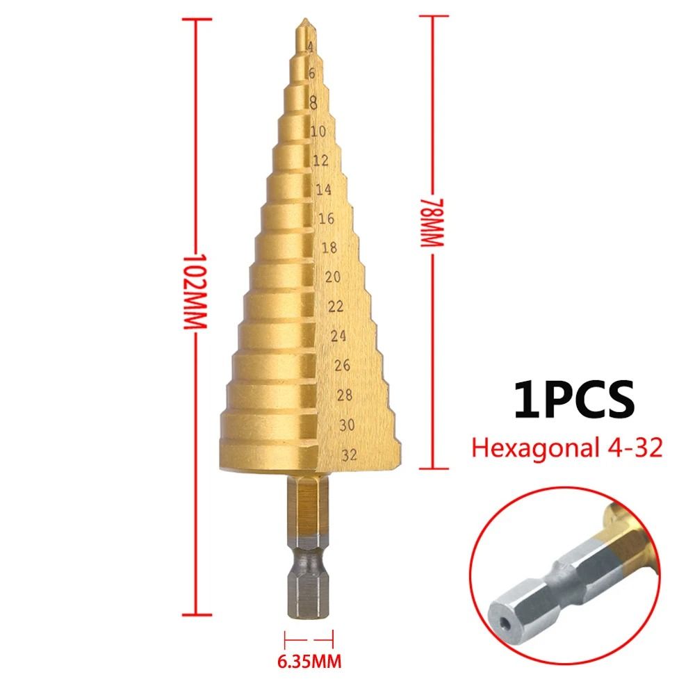 Titanium Coated Step Drill Bit Cone Drill Bit for Metal Wood Hole Enlarging Tool