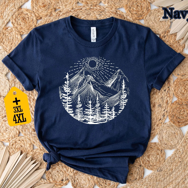 Retro Mountain Sunset Shirt, Aesthetic Hiking T-Shirt, Wanderlust Tee, Outdoor Camping Shirt, Vacation Tee, Nature Lover