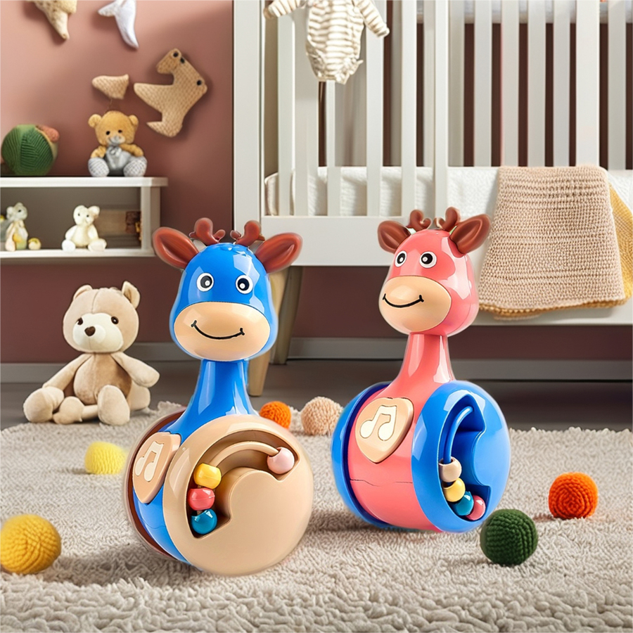 Fawn Sliding Tumbler Toy Interactive Baby Rattle & Educational Gift for Early Development