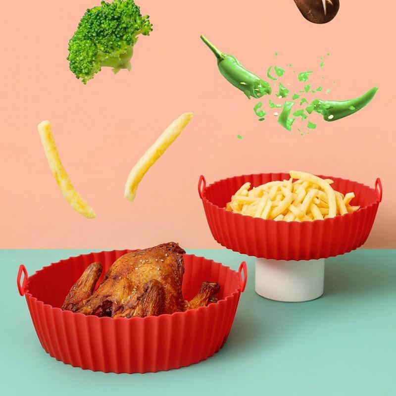 Air Fryer Silicone Liners, Reusable Silicone Air Fryer Pot, Non Stick Basket Accessories for Food Safety