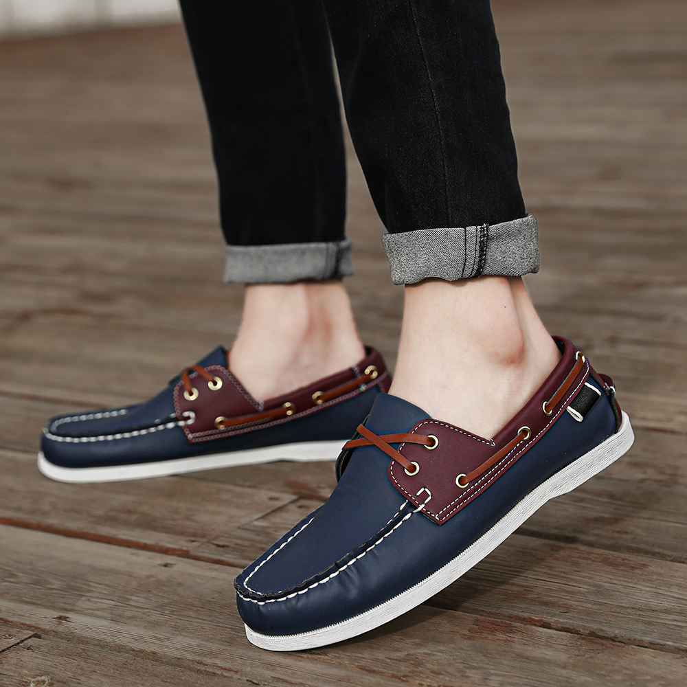 Slip On Mens Trendy Apron Toe Loafers, Comfortable Non Slip Shoes for Outdoor Travel & Casual Spring Summer Wear