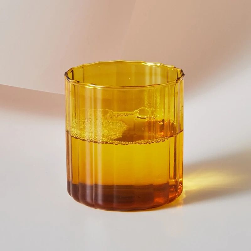 Heat Resistant Striped Glass Cup Clear Tea and Coffee Mug