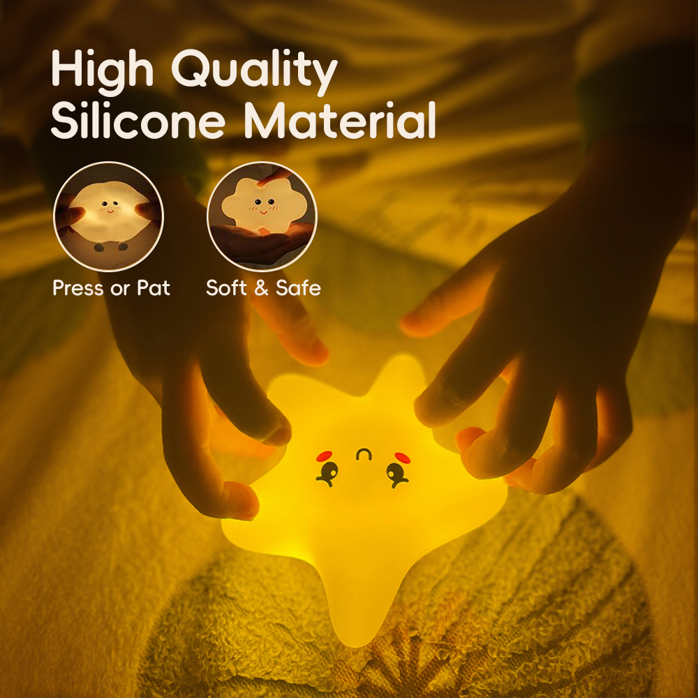 Rechargeable LED Star Cloud Silicone Night Light, Nursery Wall Lamp for Baby Bedroom Decor