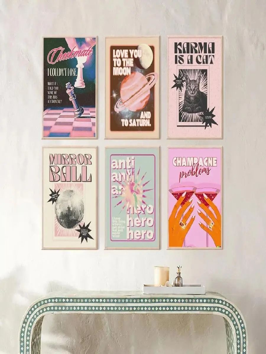 Modern Retro Girl Oil Painting Print Canvas Wall Art Set of 3