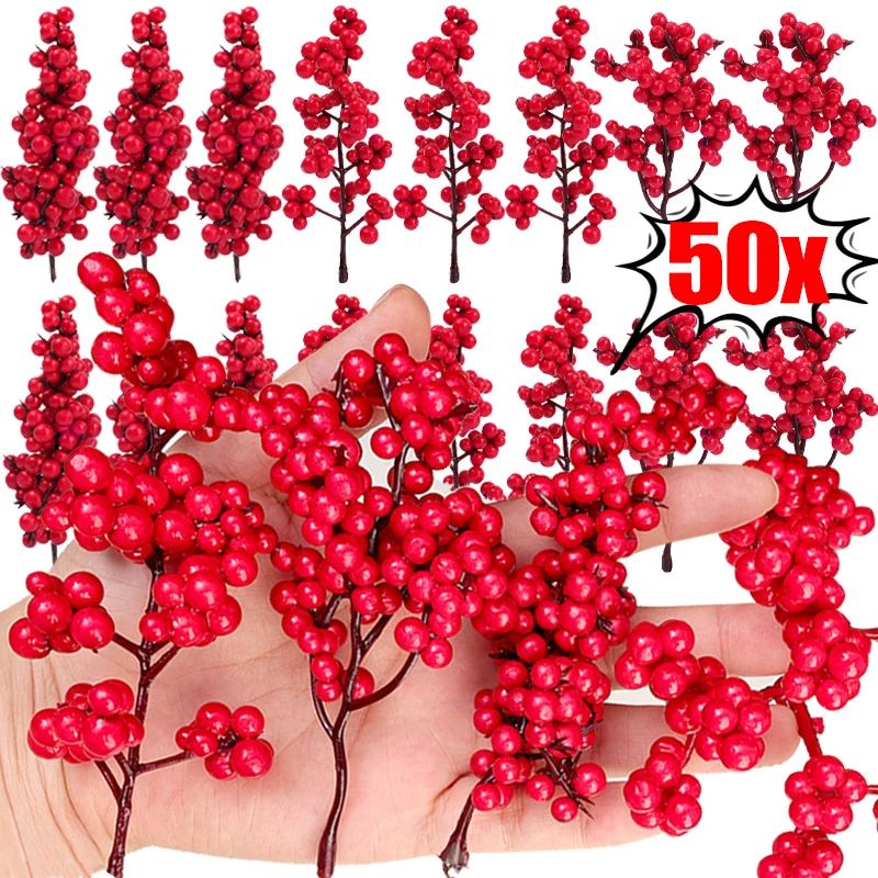 Artificial Red Berry Branch Picks for Christmas Decor