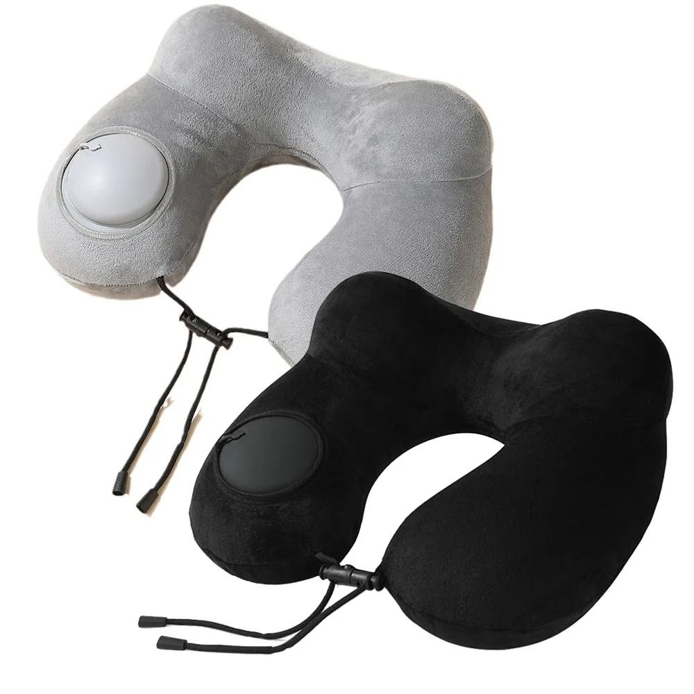 Portable Inflatable Neck Pillow with Detachable Cover for Travel Camping and Business