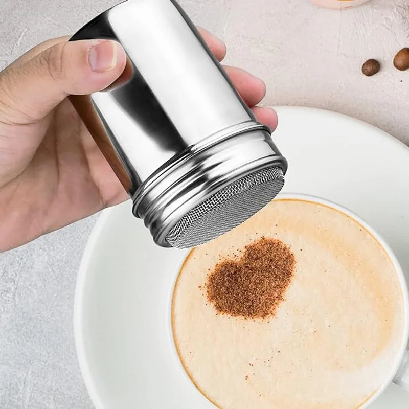 Powdered Sugar Vibrating Sieve with Lid, Fine Mesh Icing Jar for Cocoa, Cornstarch, Coffee