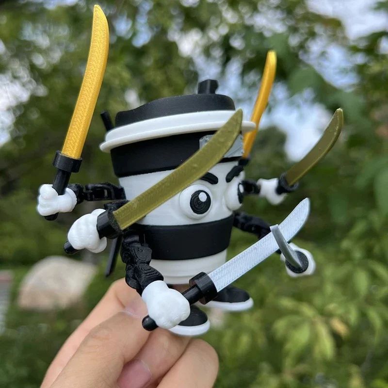 Cappuccino Assassino Coffee Ninja Figurine 3D Printed Desk Toy Italian Brainrot Collectible