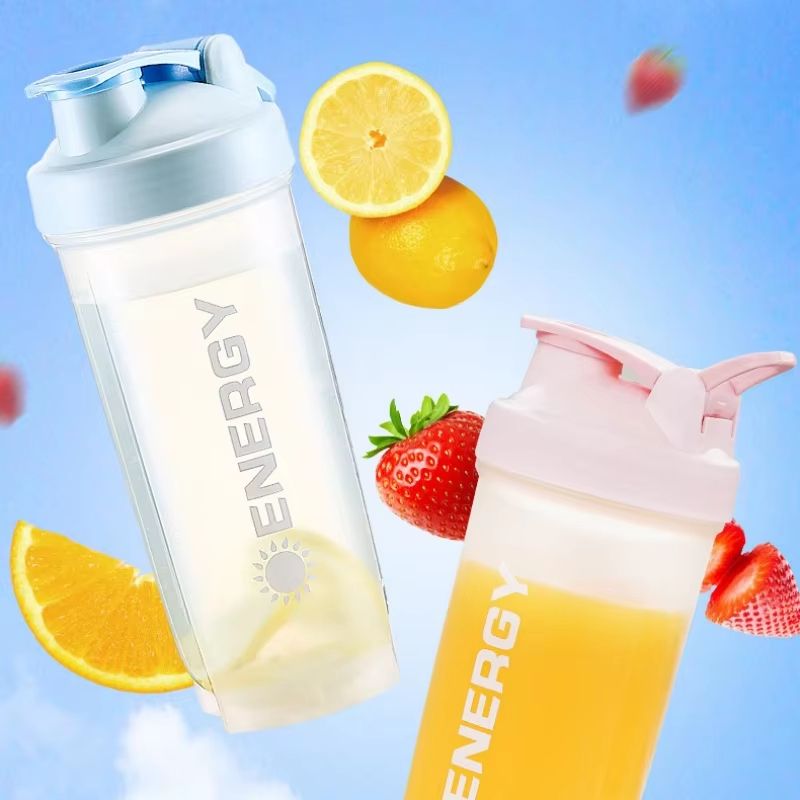 Summer Large-Capacity Shaker Cup – Outdoor Fitness Milkshake Cup, Shock-Resistant, with Stirring Ball, Scale, and Portab