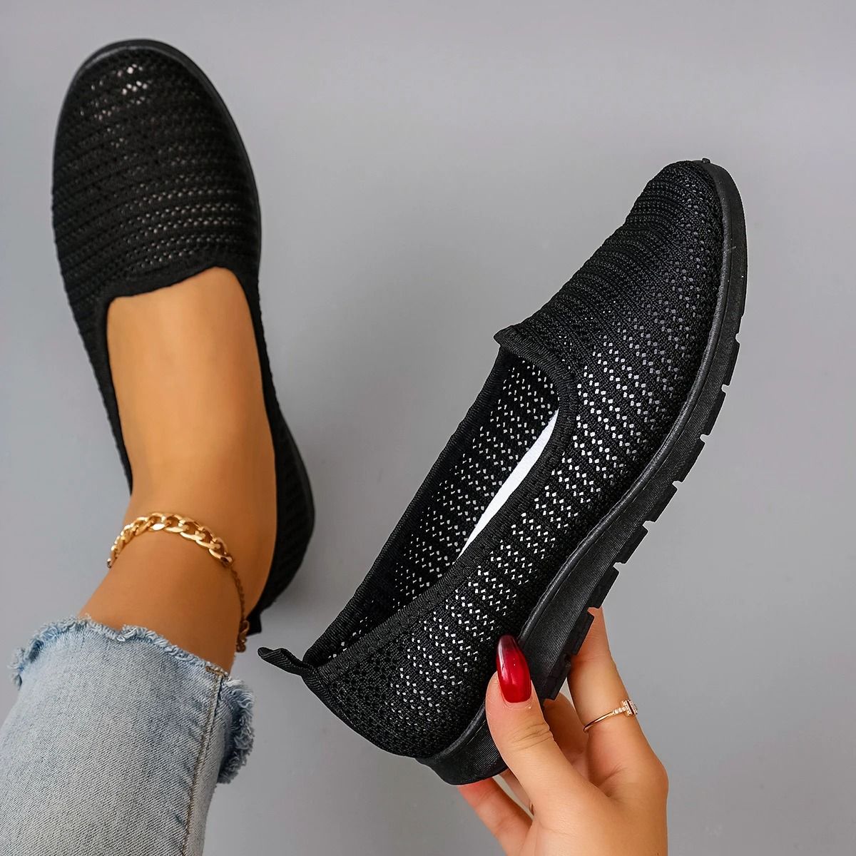 Women Summer Breathable Mesh Flat Sneakers Lightweight Casual Shoes