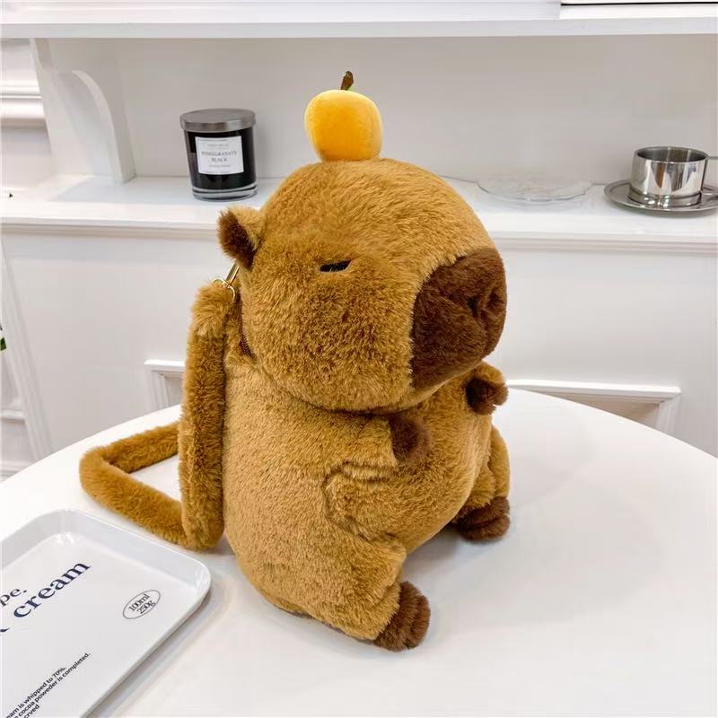 Kawaii Capybara Plush Backpack Crossbody Bag Cute Soft Shoulder Bag for Girls