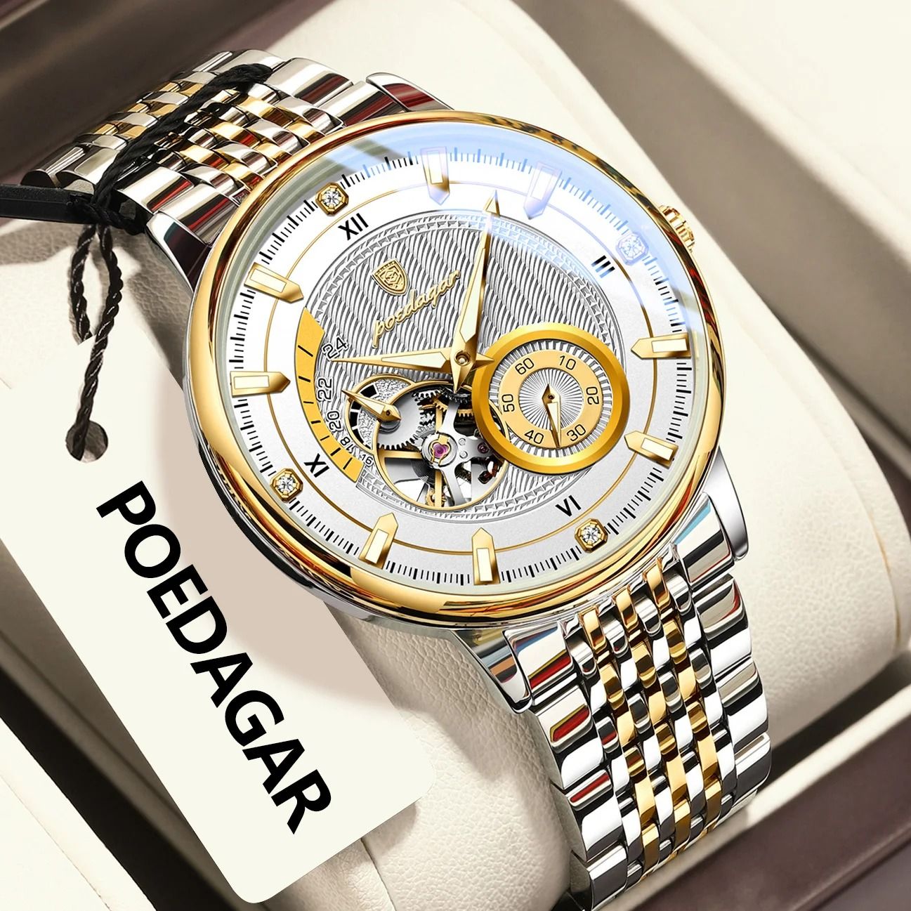 Hollow Tourbillon Mechanical Watch – Luxury Luminous Automatic Stainless Steel Timepiece