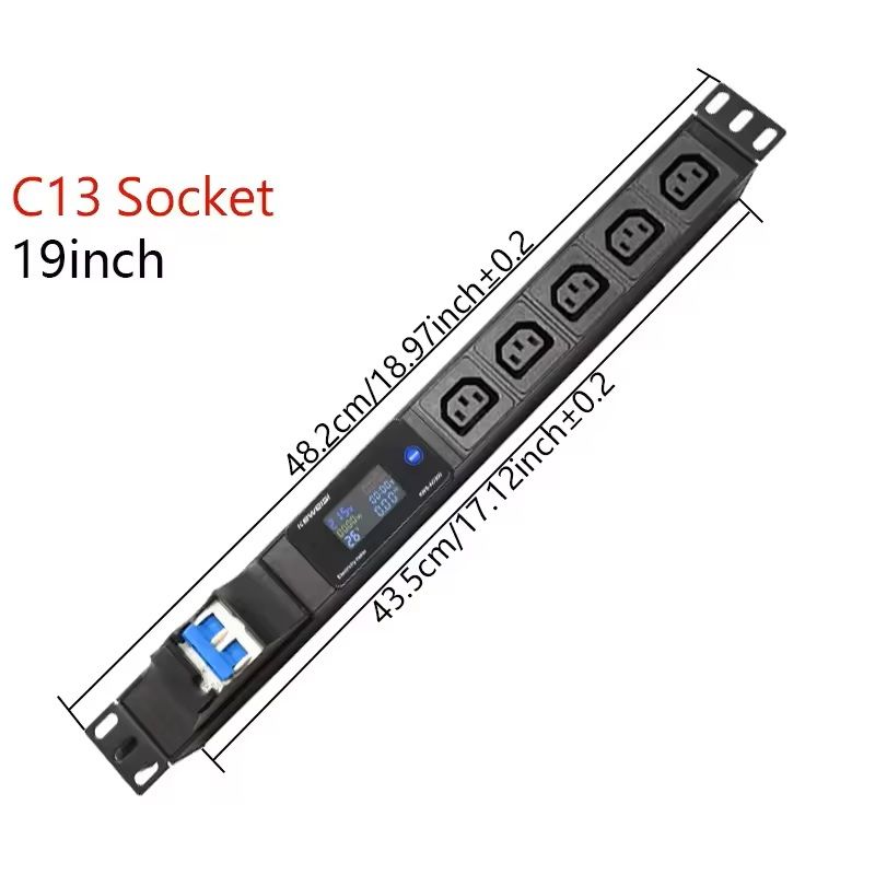 19 Inch Rack Mount PDU Power Strip with Voltmeter Ammeter Wattmeter – EU US UK Plug Options – 16A 32A 4000W 8000W