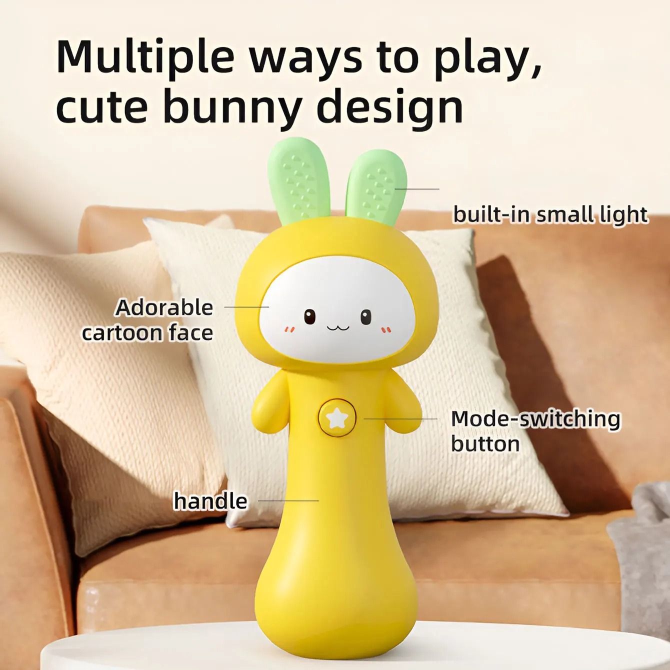 Multifunctional Rabbit Music Bell – Soothing Sound & Light Sensory Toy