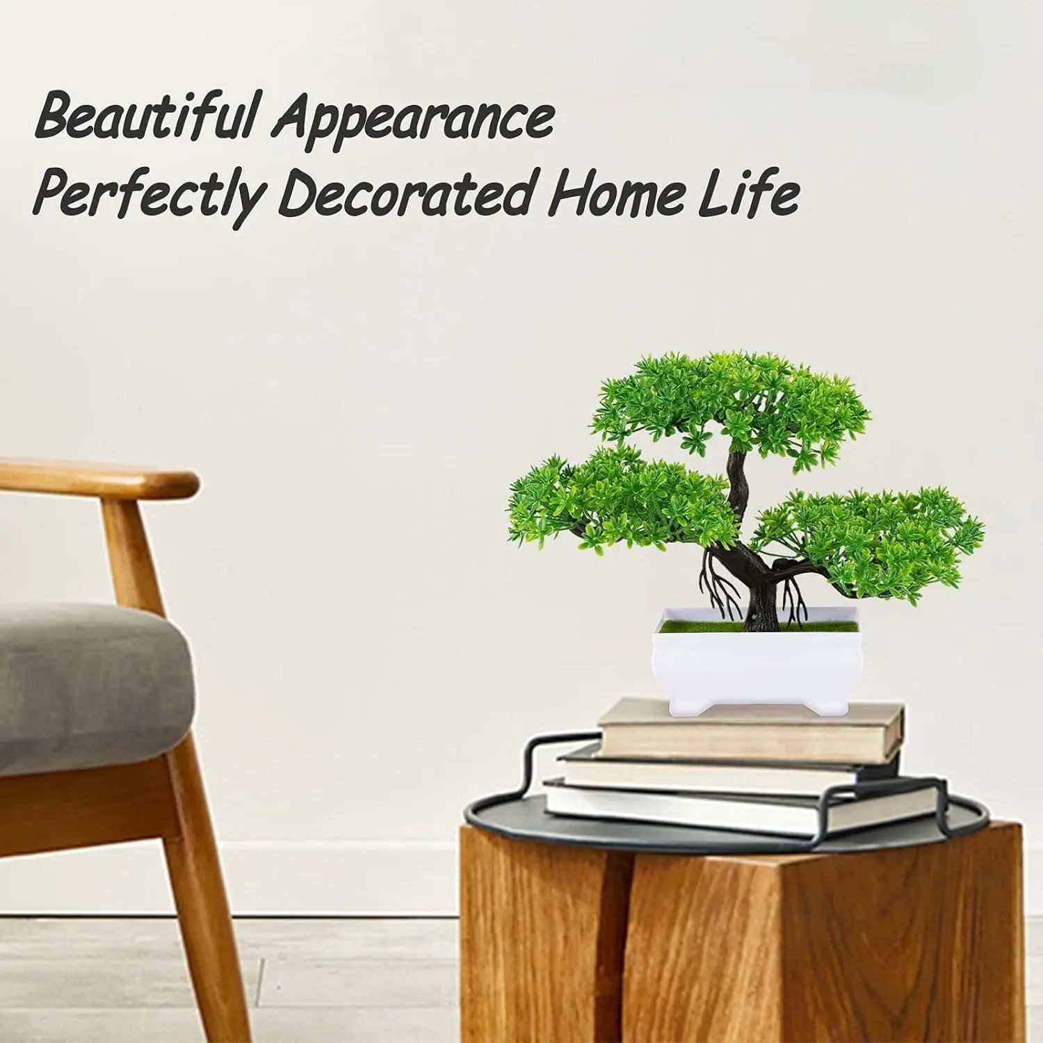 Artificial Bonsai Plant Realistic Green Table Decor for Home Office