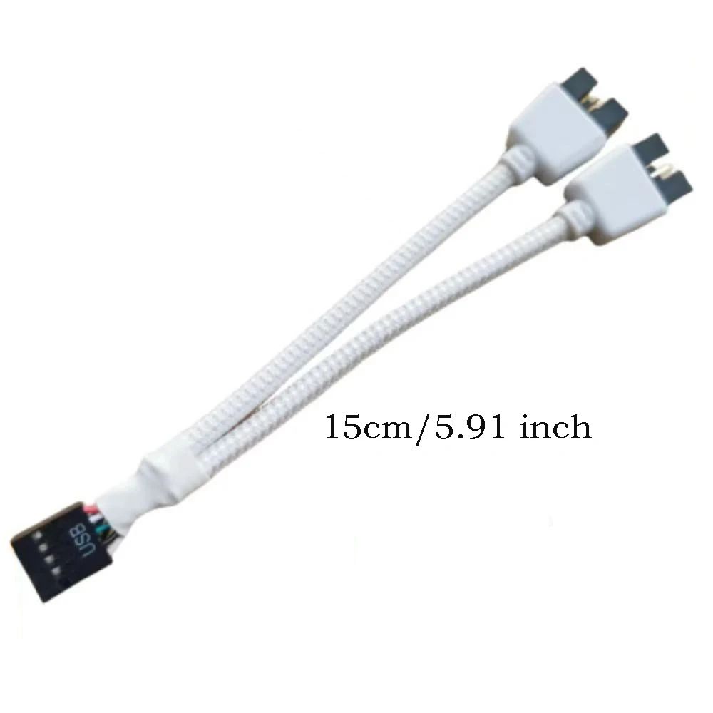 Dual 9-Pin USB Internal Splitter Cable – 1 to 2 USB 2.0 Motherboard Header Extension