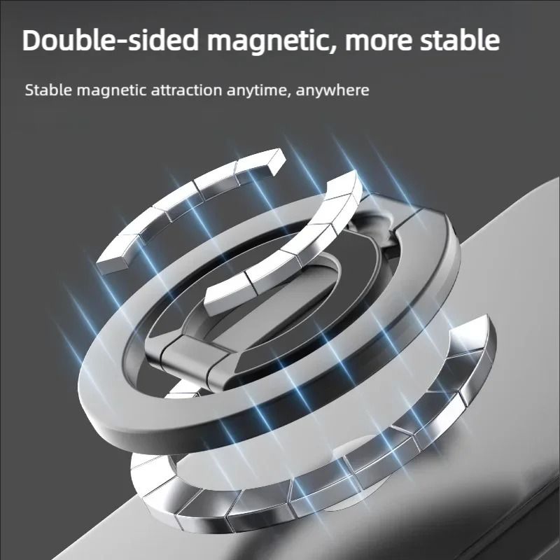 Double-Sided Magnetic Phone Ring Holder for MagSafe Multi-Angle Foldable Grip Stand