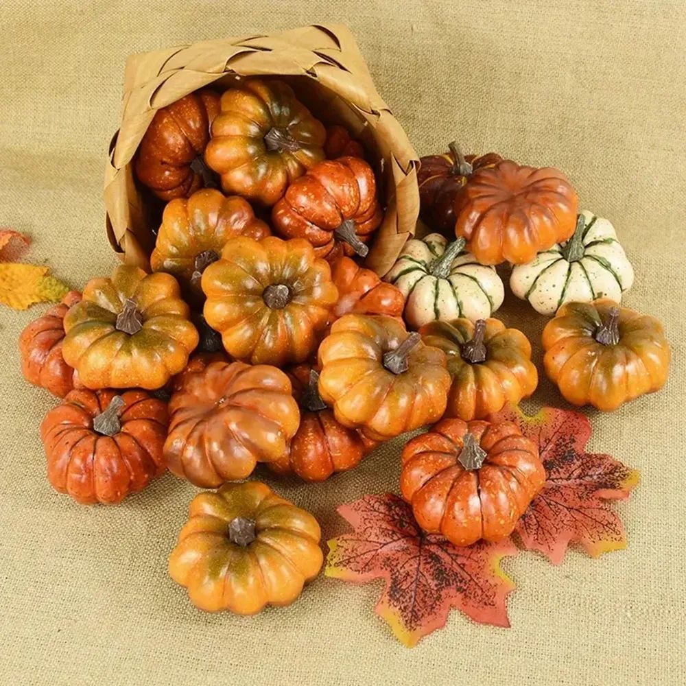 Realistic Artificial Pumpkin Decor Set – Plastic Harvest Thanksgiving Table & DIY Craft Decoration
