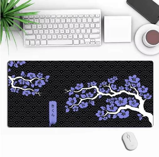 Sakura XXL Gaming Mouse Pad Purple Cherry Blossom Desk Mat 90x40cm Keyboard and Mouse Mat
