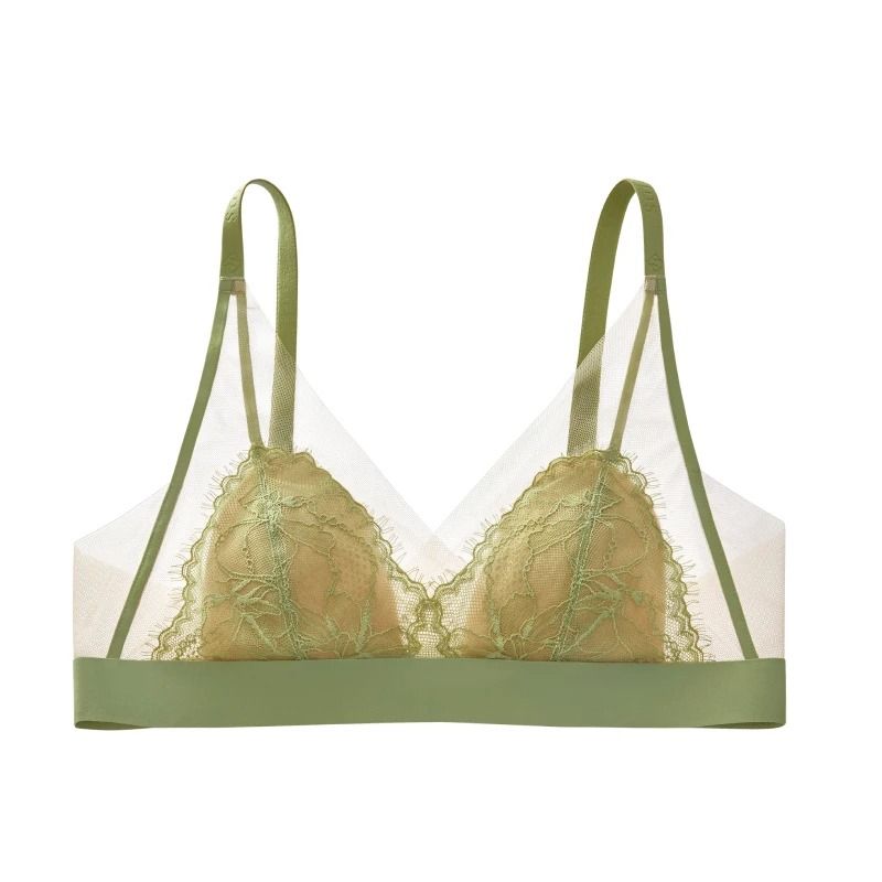 SUJIIN Sexy Lace Triangle Cup Bra Seamless Wireless Beautiful Back Lingerie