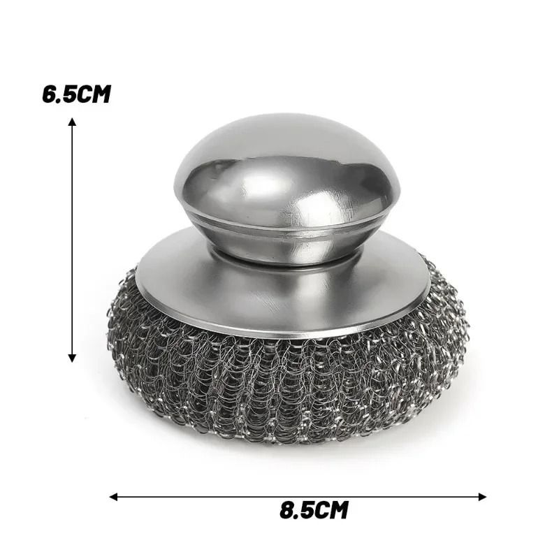 Stainless Steel Pot Brush Heavy Duty Metal Scrubber with Handle