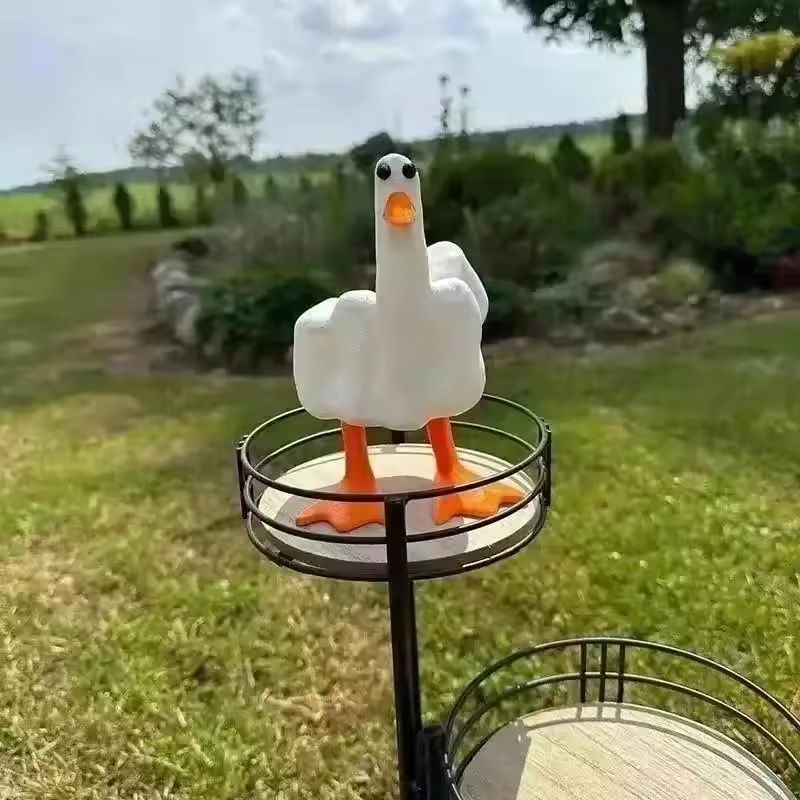 Attitude Duckling Sculpture | Defiant Middle Finger Resin Figure | Executive Studio & Humorous Sanctuary Decor