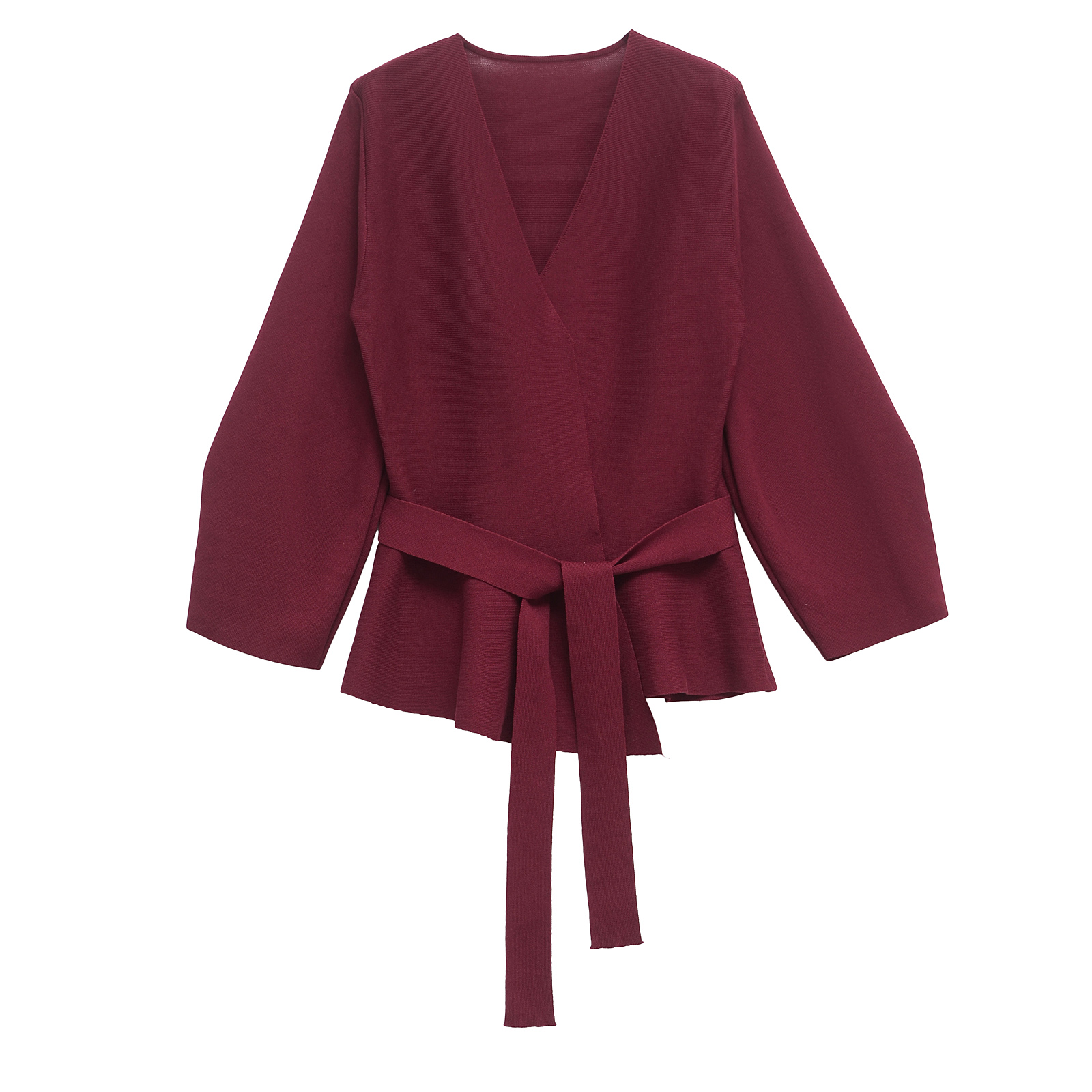 TRAFSHE Women's Knit Blazer with Belt, Retro V-Neck Long Sleeve Coat with Shoulder Pads, Versatile Spring and Fall Jacke