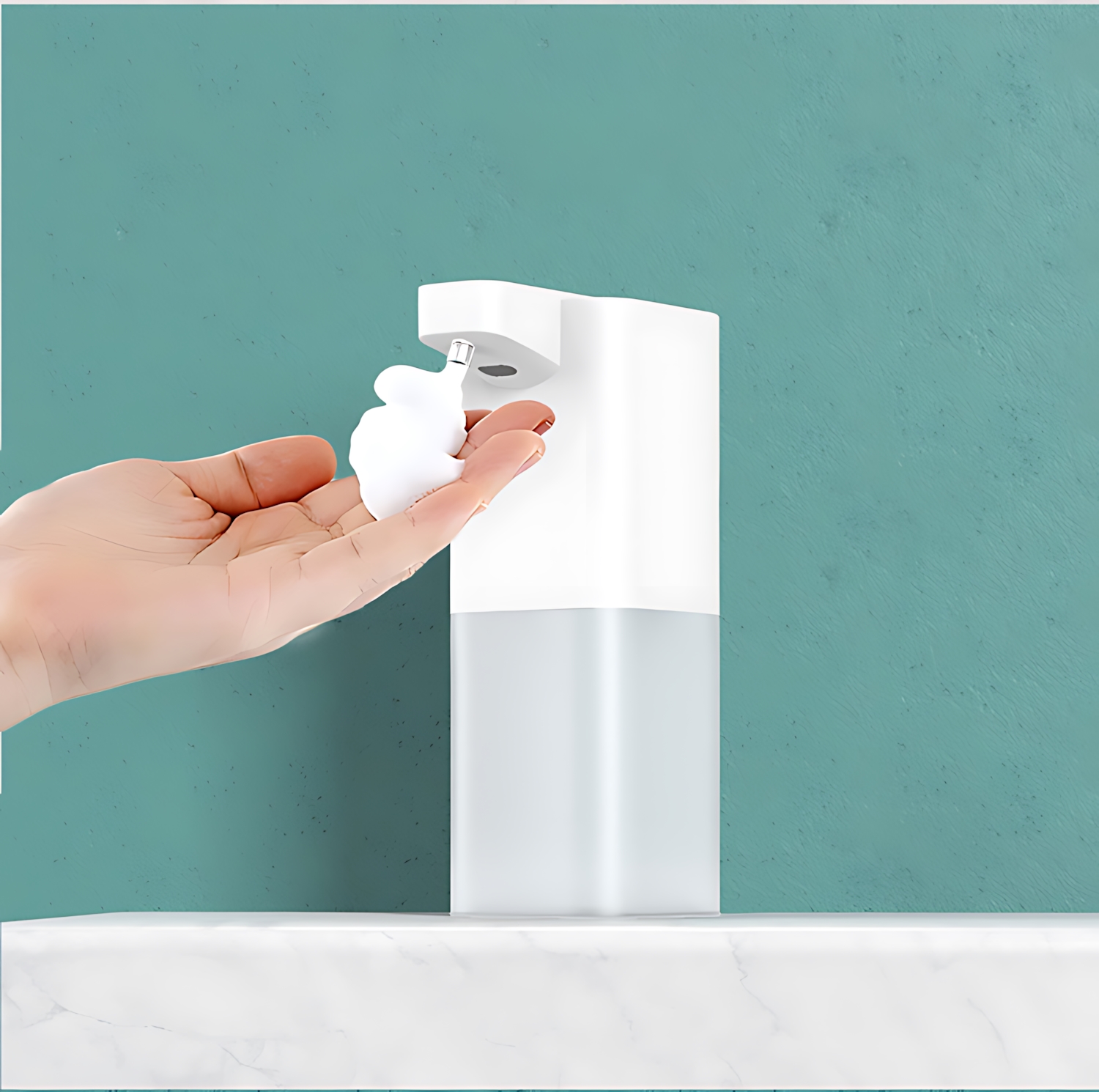 Automatic Foam Soap Dispenser with USB Charging Smart Touchless Hand Wash Machine for Bathroom, White, ABS Material