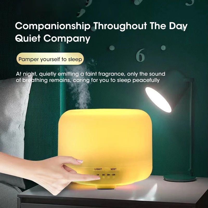 500ml Cool Mist Humidifier & Essential Oil Diffuser with Night Light (USB Ultrasonic, 6H Timer)