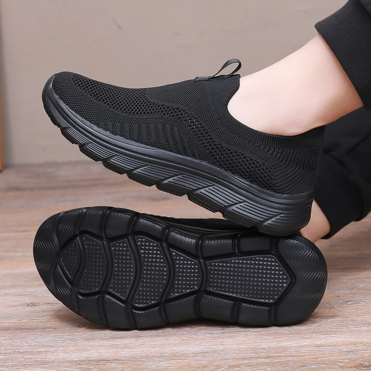 Mens Walking Shoes, Lightweight Casual Mesh Sneakers, Slip On Tennis Shoes, Fashion Running Trainers, Comfortable Gym