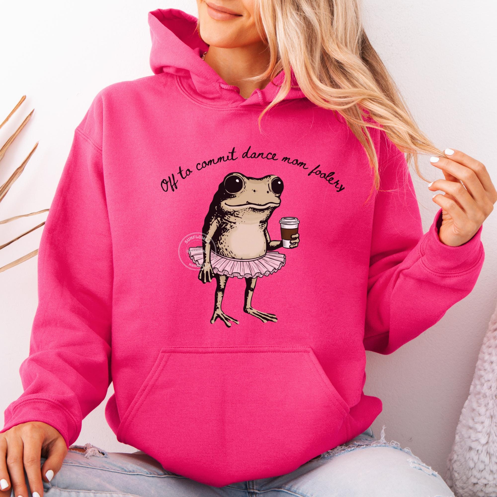 Mom Foolery Hoodie, Funny Dance Mom Frog Sweatshirt, Senior Competition Crew Neck, Ballet Fan Gift