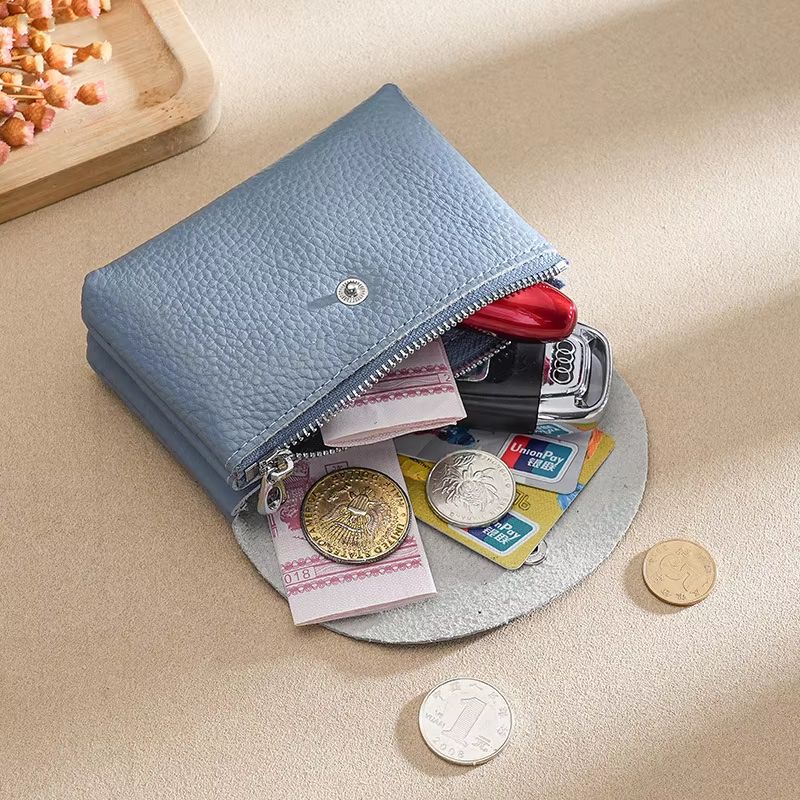 Custom Name PU Leather Coin Purse Card Holder Zipper Wallet with Engraved Initials