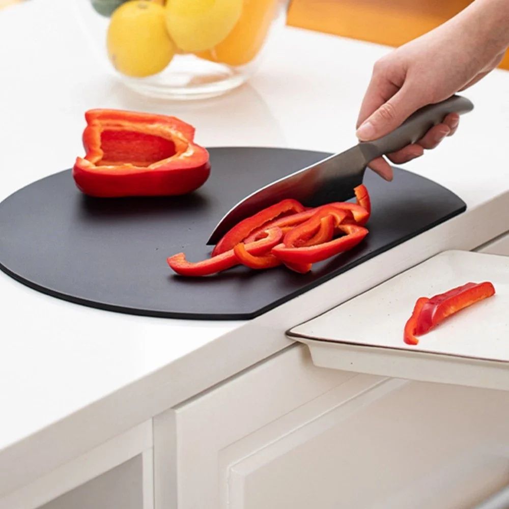 TPU Cutting Board Mat Set – Double-Sided Non-Slip Cutting Mat, BPA-Free Cutting Board, Flexible Semicircle Prep Pad