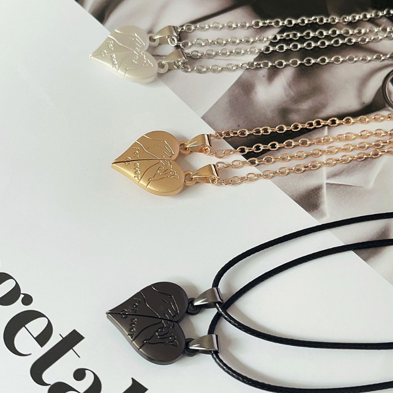 Couple Pendant Necklace Electrocardiogram, Magnetic Heart Pendant Splicing Necklace, Simple Quality Valentines Day Gift