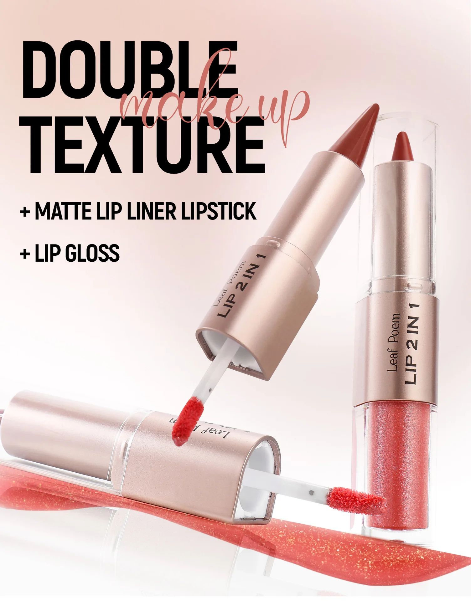 Black Brown Double-Head Lip Liner and Gloss Set