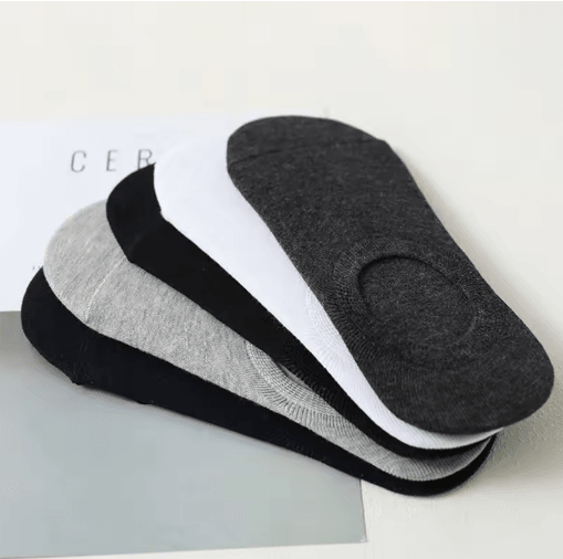 5-Pair Set Mens Invisible Socks Cotton No Show Ankle Socks with Silicone Grip