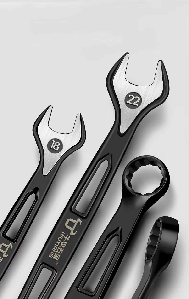 Dual-Use Plums Blossom Ratchet and Open-End Wrench Set 1/4in–15/16in Combination Spanners with Nut Cutter