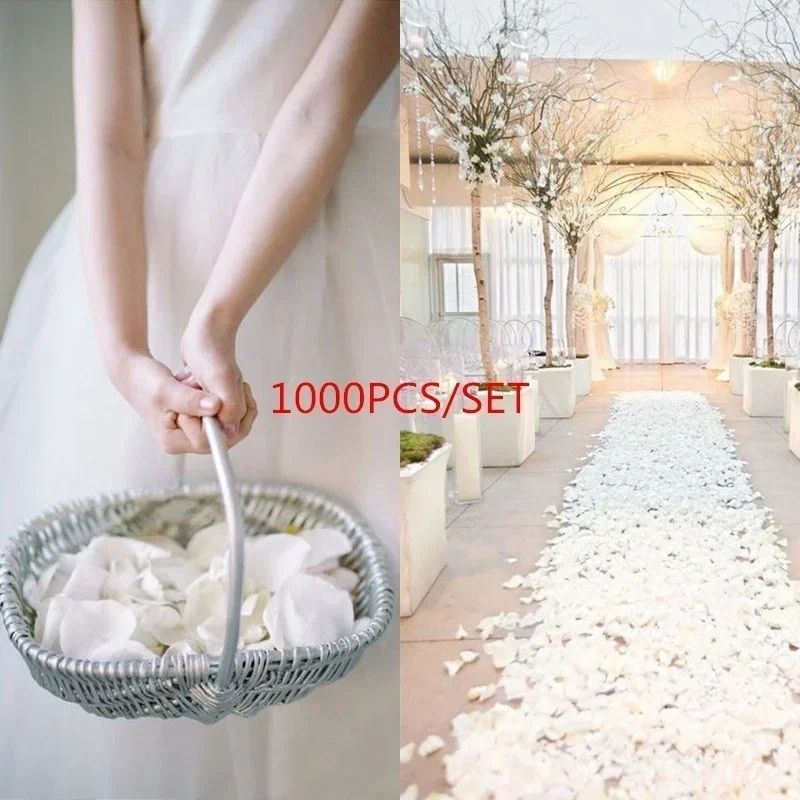 1000pcs silk rose petals for Weddings & Romantic Decor - Soft White Party Table Scatter