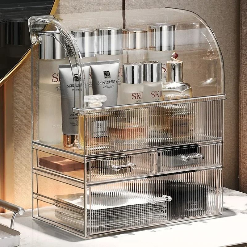 Large Drawer Acrylic Makeup Organizer With Lid – Dustproof Cosmetic & Perfume Storage Box