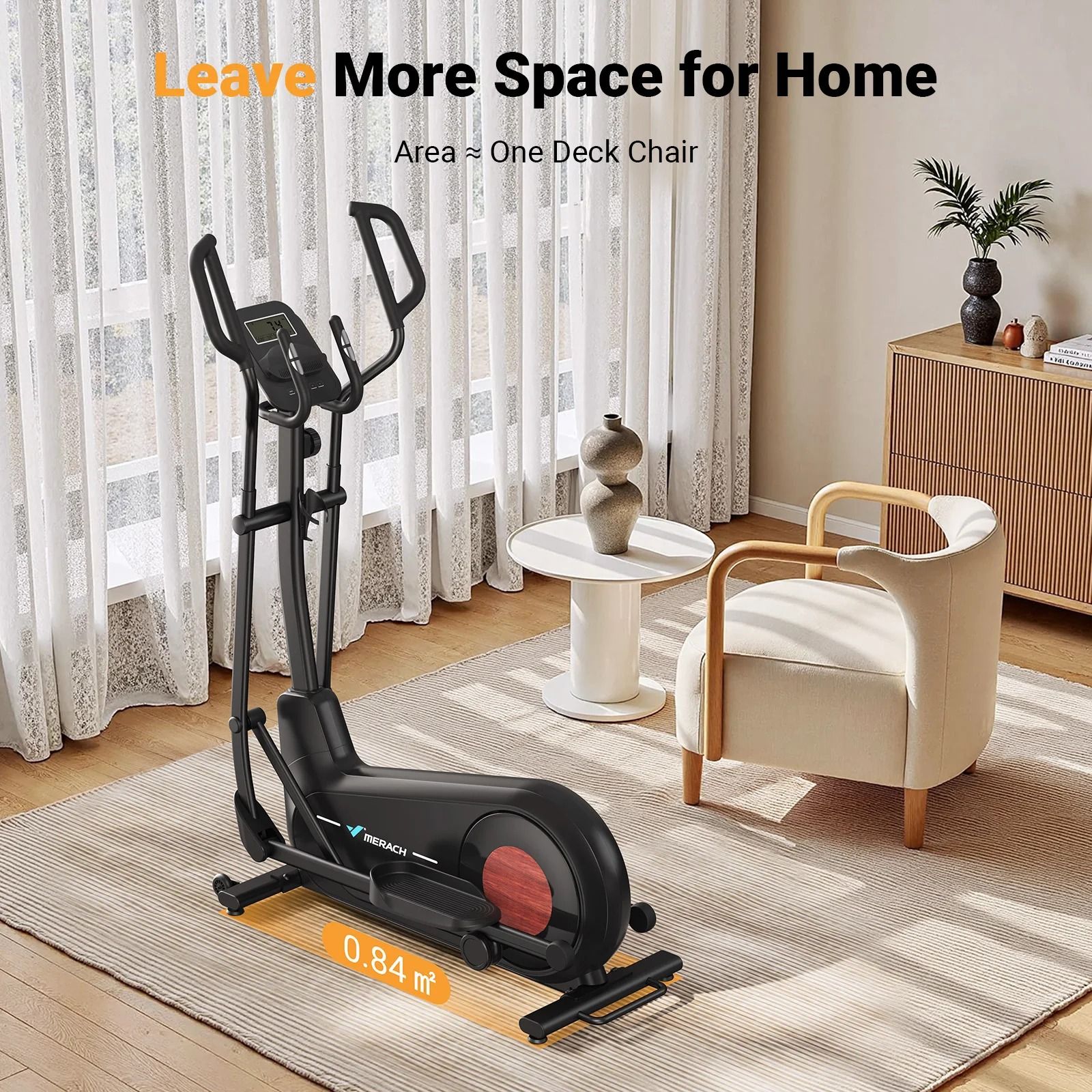 Smooth Quiet Elliptical Trainer with Adjustable Resistance and Long Stride