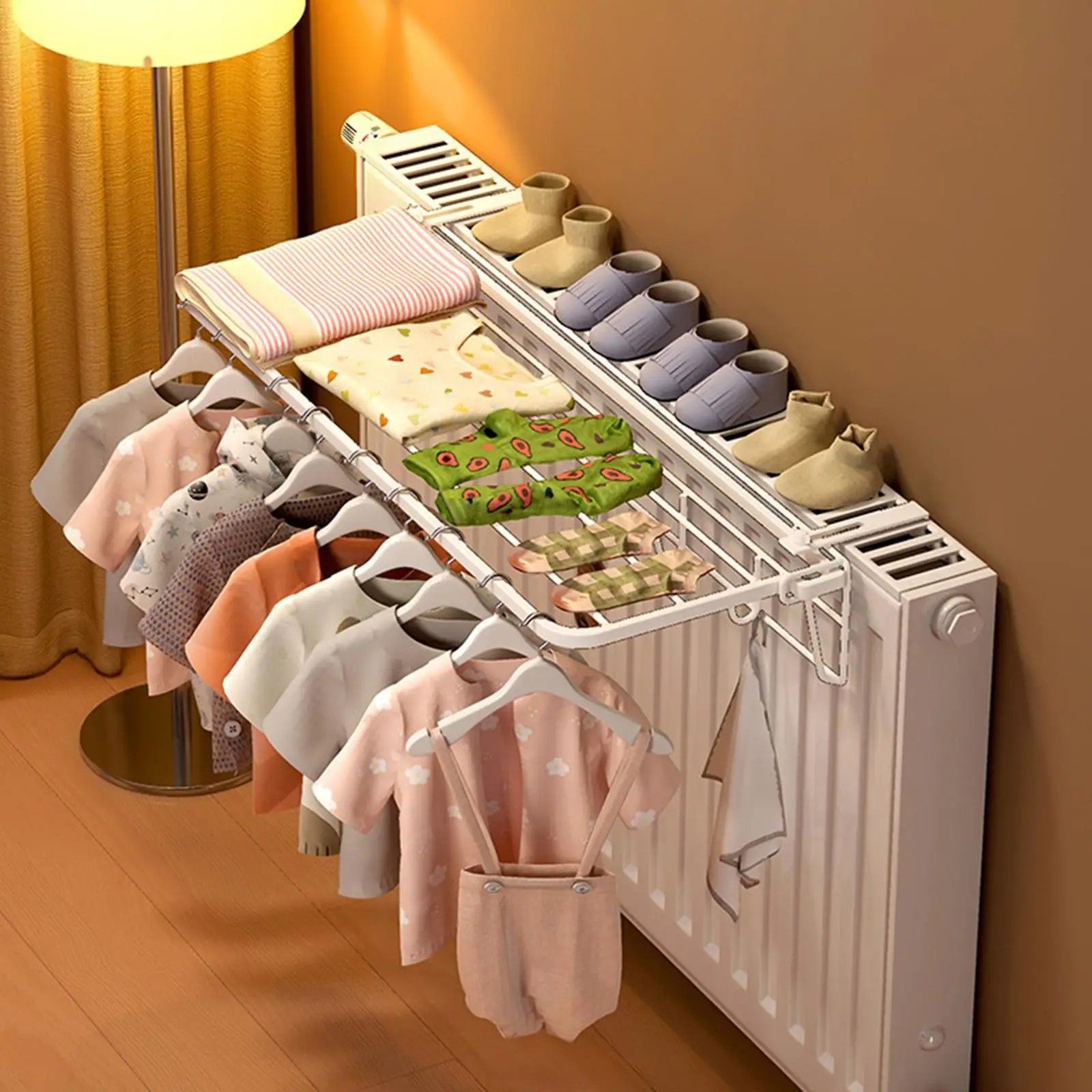 Premium Fold-Away Balcony Clothes Drying Rack, Indoor & Outdoor Rail Mounted Drying Solution