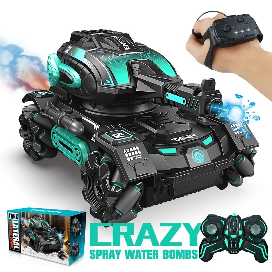RC Spray Stunt Car 2.4G Remote Control Water Polo Tank Toy with Launch Feature