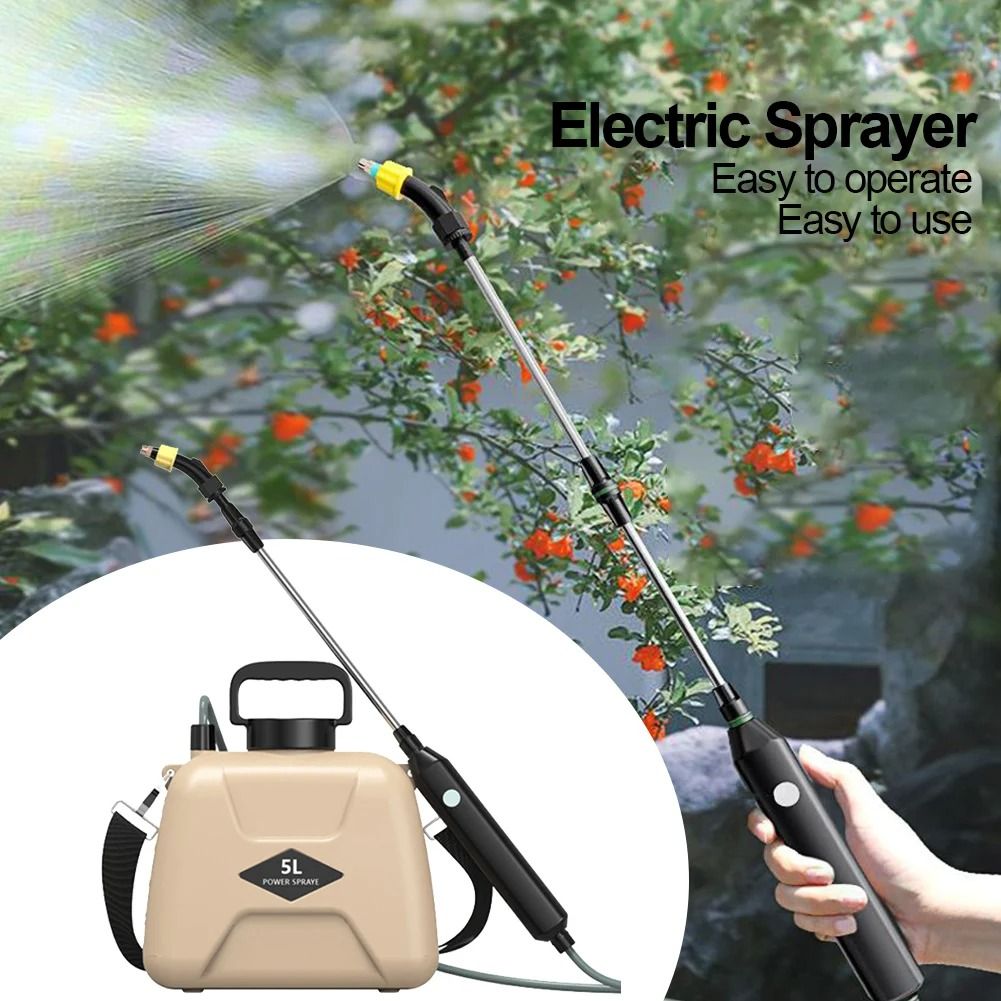 Rechargeable 5L Electric Garden Sprayer with 360 Degree Rotating Nozzle and Shoulder Strap