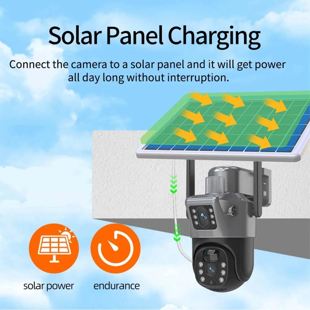 8MP 4K WiFi Dual Lens Solar Security Camera