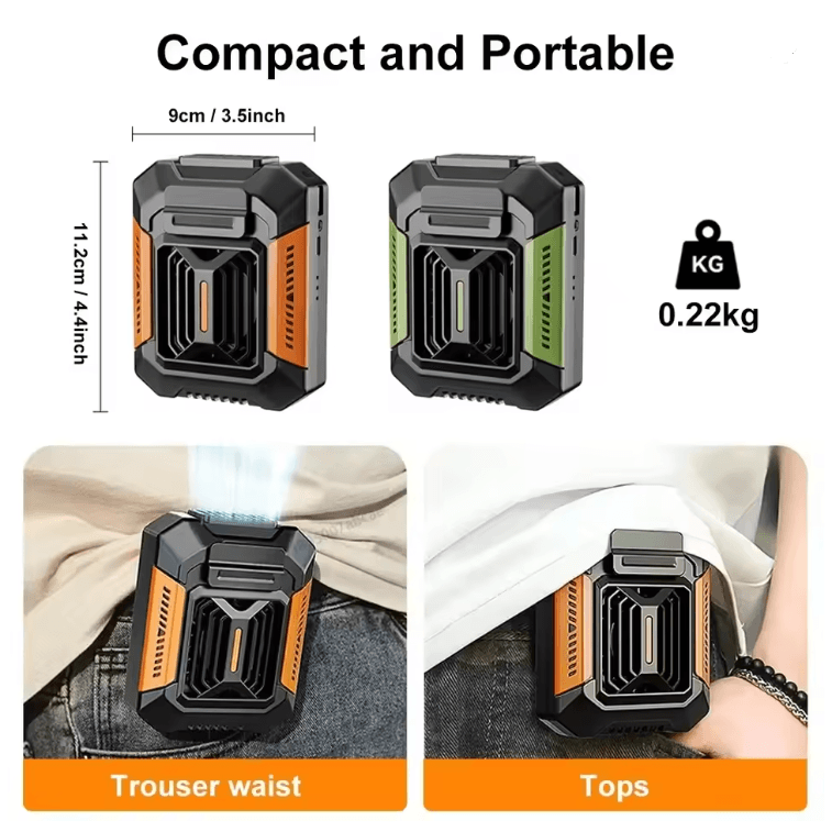 AirGo Personal Belt Clip Fan with Power Bank and Flashlight