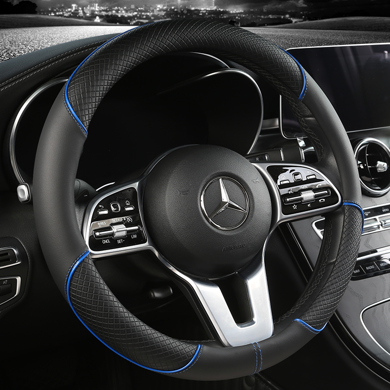 Universal Leather Diamond Steering Wheel Cover All Seasons Durable Anti-Slip Veins Design
